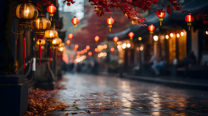 Obraz premium Chinese new year lanterns in china town.