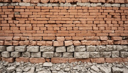 Obraz premium Destroyed Brick Wall: A Vintage Abstract Texture