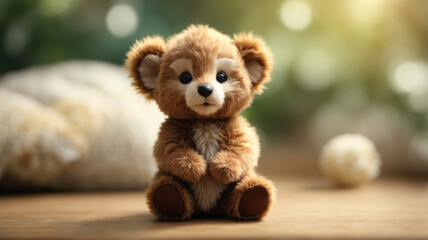 cute small plush toy red panda - obrazy, fototapety, plakaty