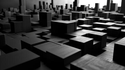 Black and white photo of bunch of cubes. Suitable for various design projects