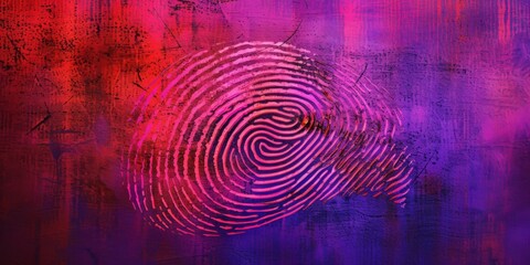 A Vibrant Abstract Fingerprint In Violet And Red On Textured Background. Сoncept Abstract Art, Vibrant Colors, Fingerprint Art, Textured Background