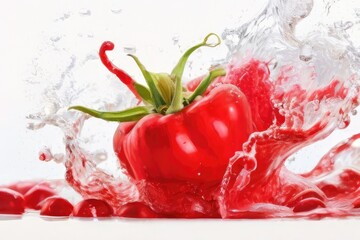 red vegetables in water splash