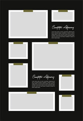 Fototapeta premium Pictures or photos frame collage abstract photo frames and digital photo wall template