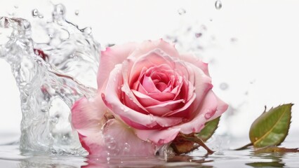 pink roses in water splash