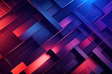 Abstract geometric background with red, blue and violet stripes. Generative Ai