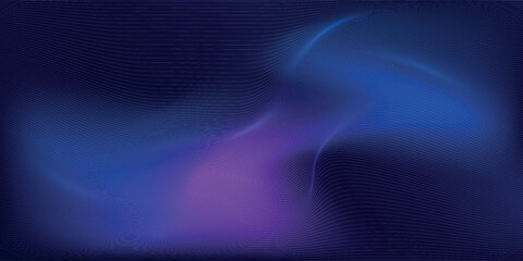 Dark abstract background with glowing wave. Shiny moving lines design element. Modern purple blue gradient flowing wave lines. Futuristic technology concept