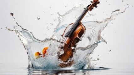 violin with splash