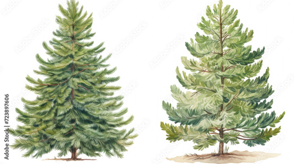 Poster Two trees positioned side by side. Suitable for nature-themed projects or as symbol of unity and companionship