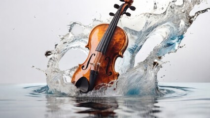 Fototapeta premium violin with splash
