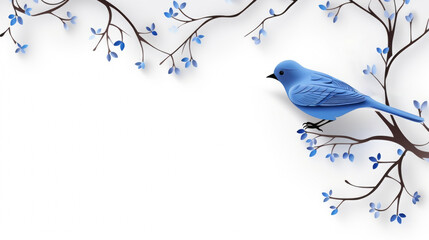 Blue bird sitting on branch of tree. Suitable for nature and wildlife themes