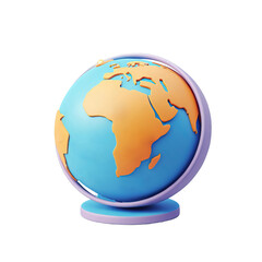 Fototapeta premium Earth globe, 3D render style, isolated on white background cutout.
