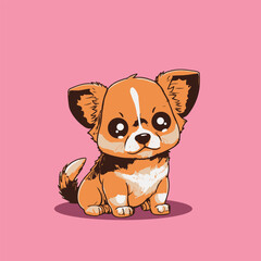 Cute Dog Sitting Cartoon Vector Icon Illustration. Animal Nature Icon Concept Isolated Premium Vector. Flat Cartoon Style