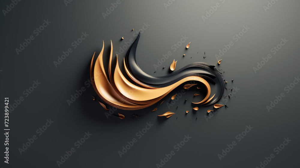 Poster mesmerizing black and gold wallpaper featuring swirling pattern of liquid. perfect for adding touch 