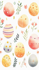 Fototapeta na wymiar Graphic representation of painted Easter eggs. Generative Ai.