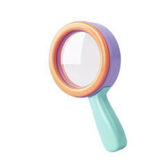 Magnifying glass, search concept, 3D render style, isolated on white background cutout.