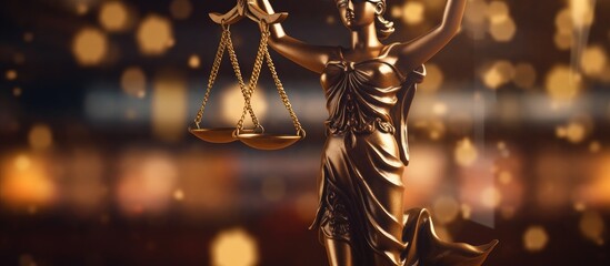 Law and justice concept. Statue of justice and scales of justice.	