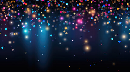 Picture of dark background with numerous bright lights. Suitable for use in various creative projects