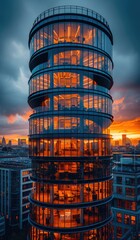 an_office_building_has_beautiful_spiral_glass_top
