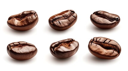 Coffee beans flying isolated on isolated png background. Generative AI