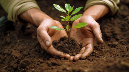Hands Holding a Tree Plant: Planting for Prosperity