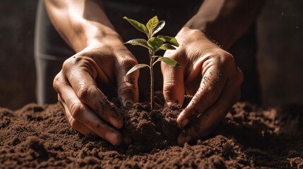 Planting a New Tree with Hands in Harmony: Nurturing Nature