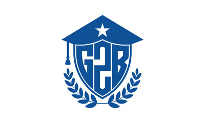 GZB three letter iconic academic logo design vector template. monogram, abstract, school, college, university, graduation cap symbol logo, shield, model, institute, educational, coaching canter, tech