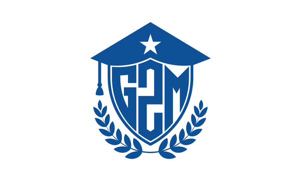 GZM three letter iconic academic logo design vector template. monogram, abstract, school, college, university, graduation cap symbol logo, shield, model, institute, educational, coaching canter, tech