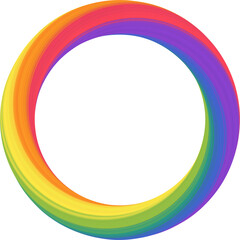 Ein Ring aus mehreren Farben, die ineinander übergehen - Kreisrundes, dynamisch wirkendes Designelement in Regenbogenfarben, mit scharfen Rändern und 3D-Wirkung