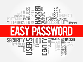 Easy Password word cloud collage, technology concept background
