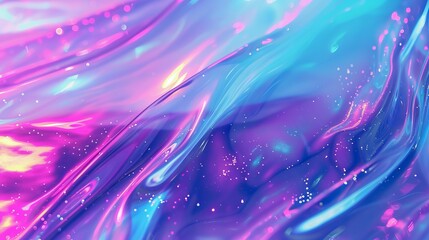 Holographic iridescent background with purple, pink liquid waves. Abstract background for design, wallpaper.