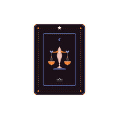 Libra zodiac sign, Horoscope card with zodiac symbol, Astrology zodiac card flat design isolated on white