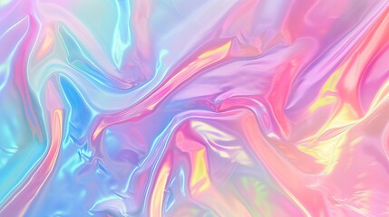 Holographic background shimmering with rainbow colors. Liquid waves with foil effect.
