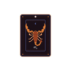 Card with scorpio zodiac sign flat style, vector illustration
