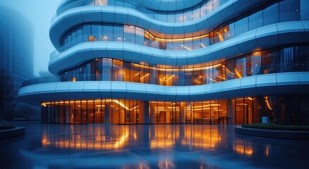 Fototapeta premium modern_building_exterior_in_the_evening