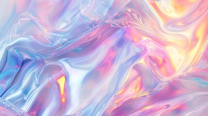 Holographic background shimmering with rainbow colors. Liquid waves with foil effect.