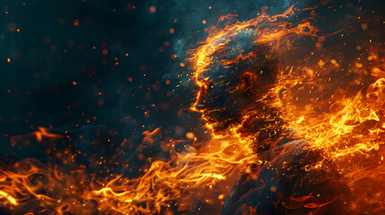 A close up of a large explosion of fire in the sky generative ai