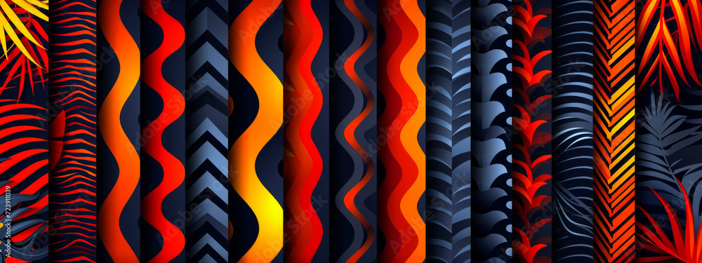 Poster vibrant kaleidoscope: a dazzling array of colorful abstract patterns unveiled on a mysterious ebony 