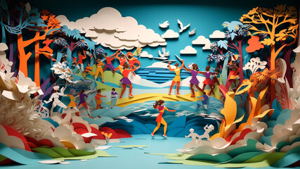 Olympics - A  Paper-cut  Craft of the Olympic Games Records Comes to Life Showcasing the Determined...