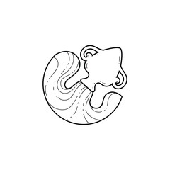 Aquarius zodiac symbol black contour, Horoscope Astrological zodiac vector icon, water pours from a jug silhouette