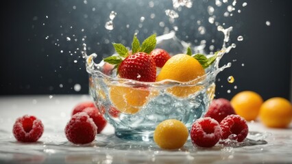 fruit with water splash