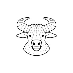 Head of bull or cow or astrology sign Taurus, vector illustration isolated.