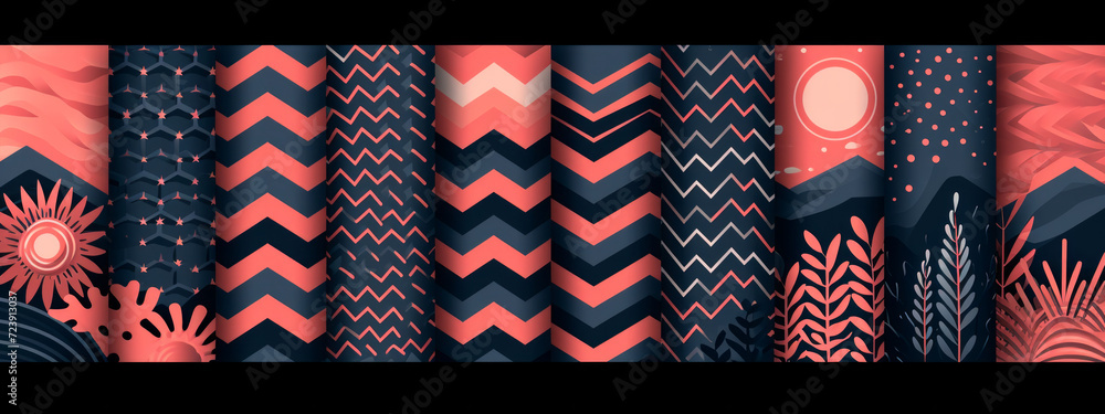Poster artistic tapestry: a mesmerizing array of diverse patterns adorn a vibrant wall