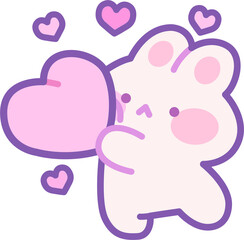 Cute bunny with hearts, love rabbit