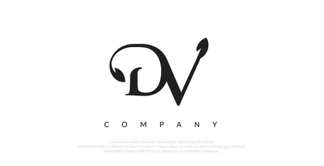 Initial DV Logo Design Vector 