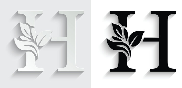 letter H flower letters. Vintage ornament initial Alphabet. Logo vector	
