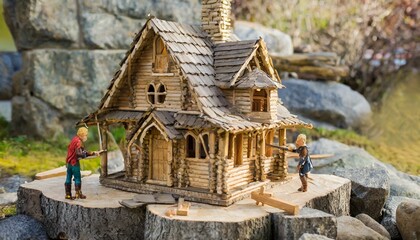 Timbered Tales: Crafting a Fantasy Miniature World with an Actively Built Wooden House"