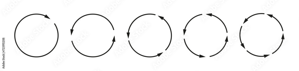 Poster circle arrow icon set png. interconnecting round arrow vector collection