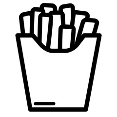 French fries outline icon. Cute and simple potato fries icon with line art style.