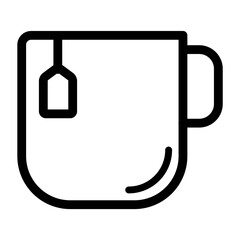 Tea in a cup outline icon. Cute and simple tea icon with line art style.