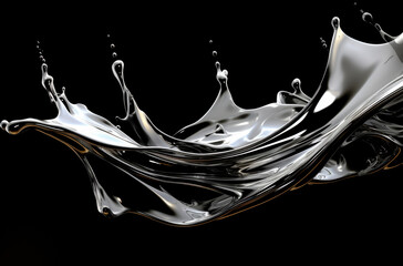 Liquid silver metal abstract on black background